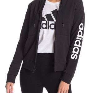 adidas Solid Zip Front Hoodie Size Small B…